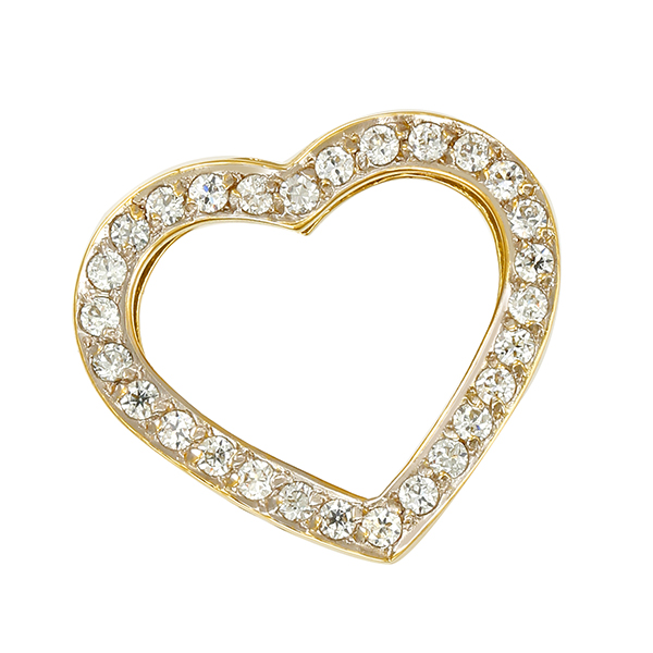 Anhänger, 14K, Gelb-/Weißgold, Zirkonia, Herz