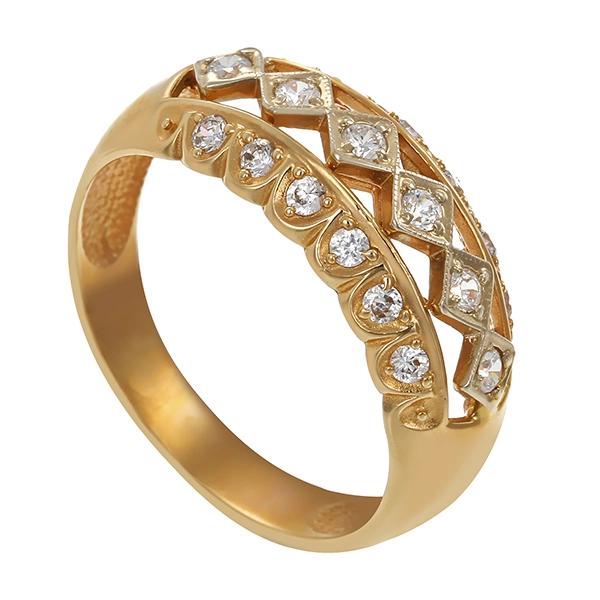 Ring, 14K, Gelbgold, Zirkonia
