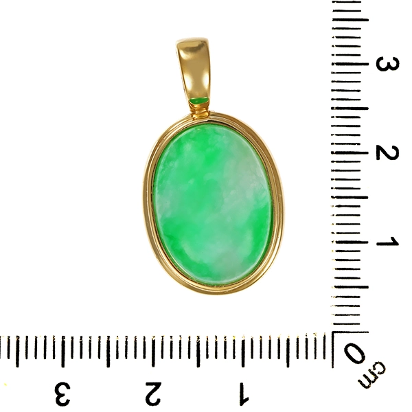Anhänger, 9K, Gelbgold, Jade