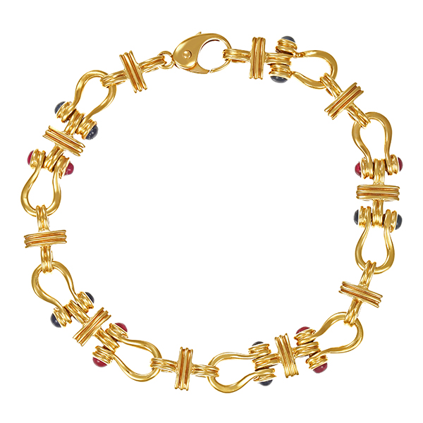 Armband, 18K, Gelbgold, Rubine, Saphire