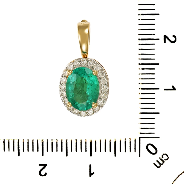 Anhänger, 14K, Gelb-/Weißgold, Smaragd, Brillanten