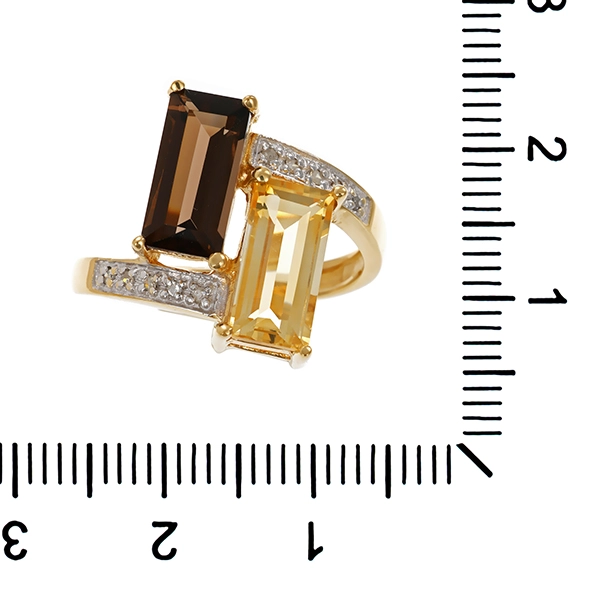 Ring, 8K, Gelb-/Weißgold, Farbsteine, Diamanten