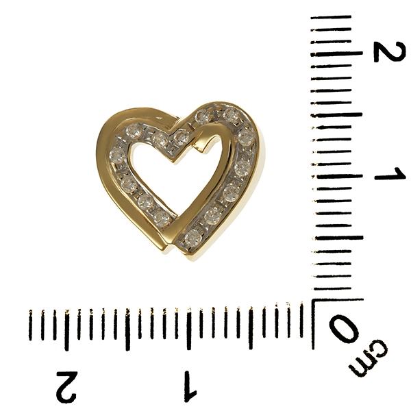 Anhänger, 14K, Gelb-/Weißgold, Zirkonia, Herz