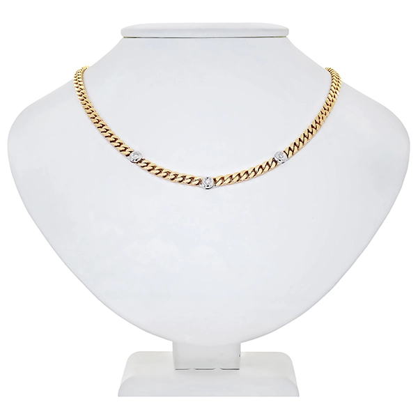 Collier, 14K, Gelb-/Weißgold, Brillanten