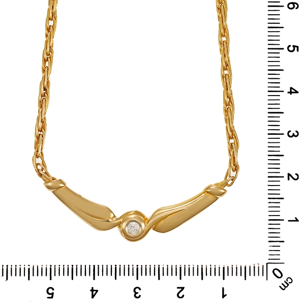 Collier, 14K, Gelbgold, Brillant