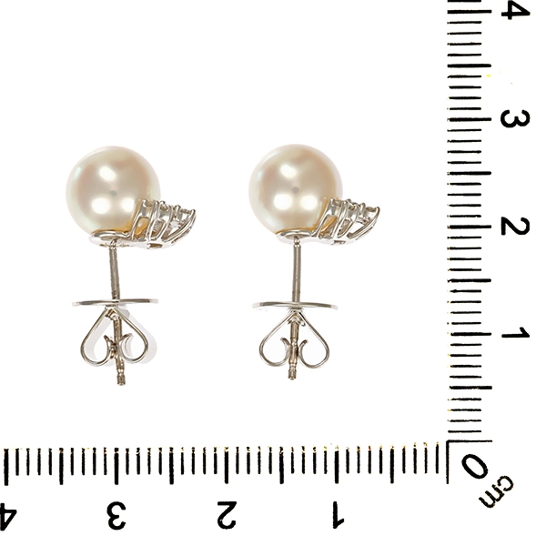 Ohrstecker, 18K, Weißgold, Perlen, Brillanten