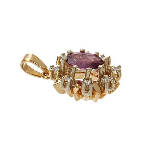 Anhänger, 14K, Gelbgold, Rubin, Diamanten