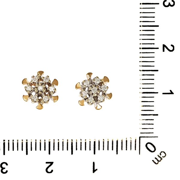 Ohrstecker, 14K, Gelb-/Weißgold, Brillanten