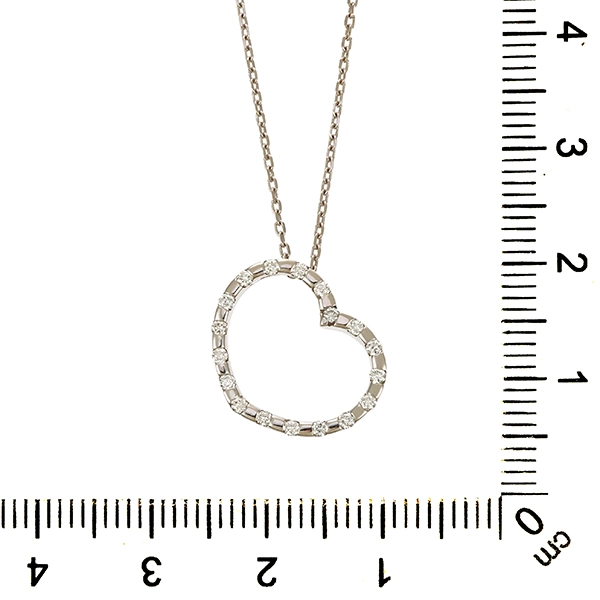 Collier, 18K, Weißgold, Herz, Brillant