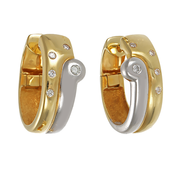 Creolen, 14K, Gelb-/Weißgold, Brillanten