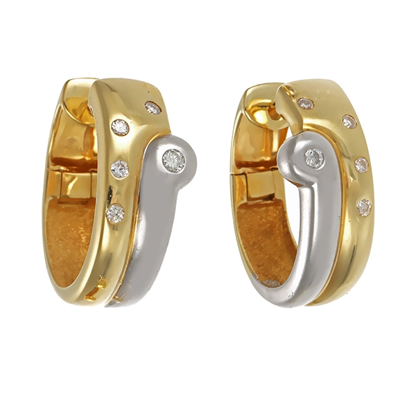 Creolen, 14K, Gelb-/Weißgold, Brillanten