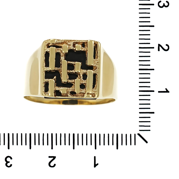 Herrenring, 8K, Gelbgold, Onyx