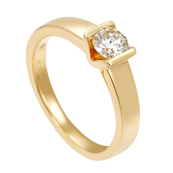 Diamantring, 18K, Gelbgold, Brillant 0,40 ct