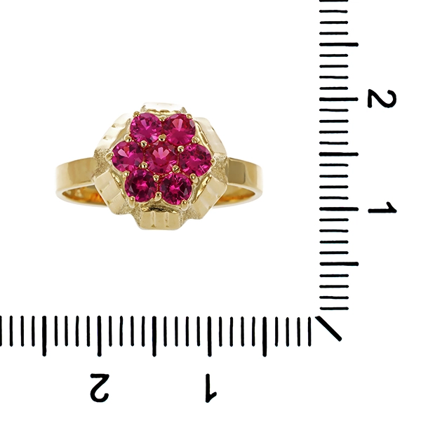 Ring, 9K, Gelbgold, synth. Rubin