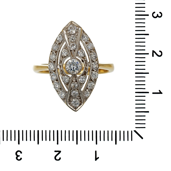 Ring, 14K, Gelb-/Weißgold, Zirkonia
