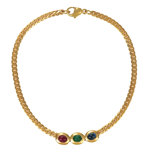 Armband, 8K, Gelbgold, Saphir, Rubin, Smaragd