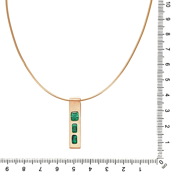 Collier, 14K, Weiß-/Rotgold, Smaragde