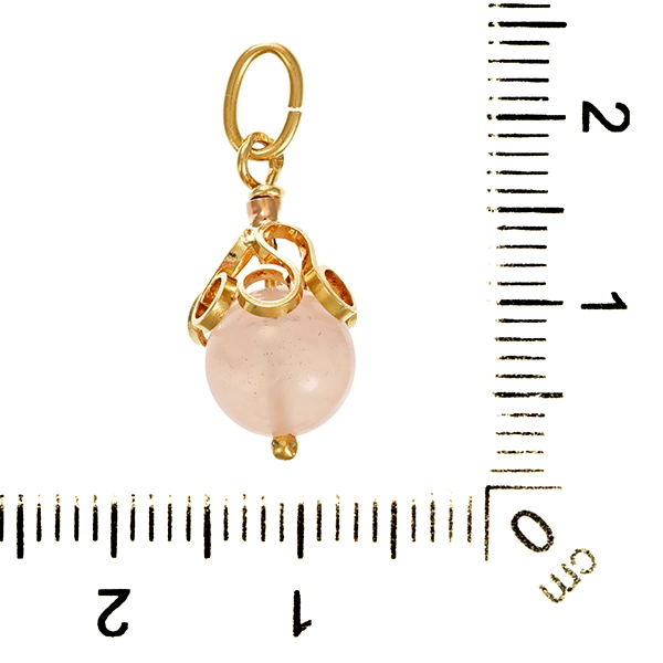 Anhänger, 14K, Gelbgold, Rosenquarz