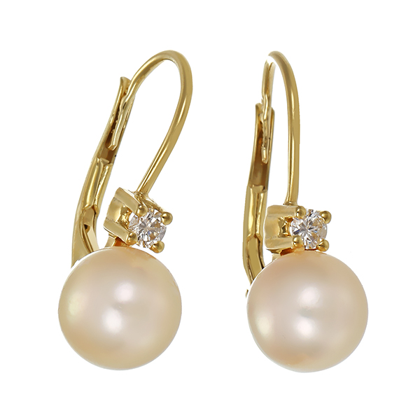 Bouton, 14K, Gelbgold, Brillanten, Perlen