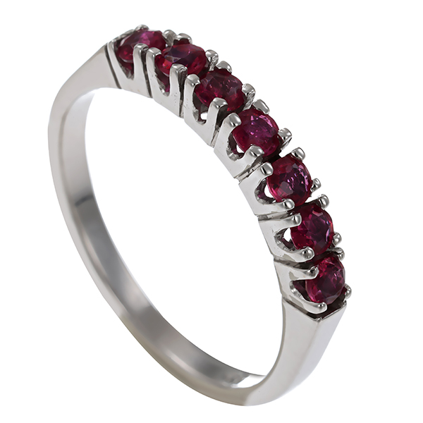 Ring, 14K, Weißgold, Rubine