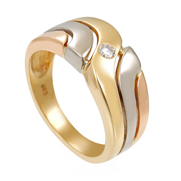 Diamantring, 14K, Rot-/Weiß-/Gelbgold, Brillant