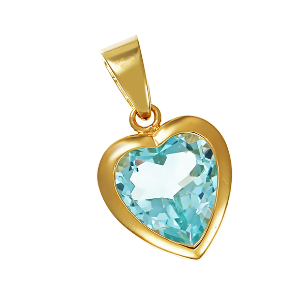 Anhänger, 14K, Gelbgold, Topas blau