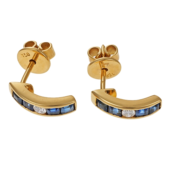 Ohrstecker, 18K, Saphire, Brillanten
