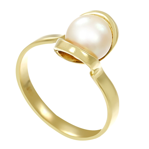 Ring, 14K, Gelbgold, Perle