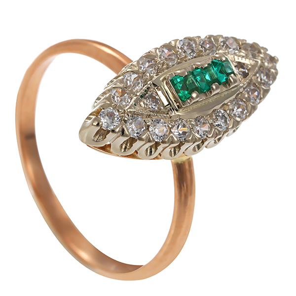 Ring, 14K, Rot-/Weißgold, Zirkonia