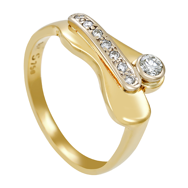 Diamantring, 18K, Gelb-/Weißgold, Brillanten 0,15 ct