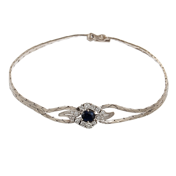 Armband, 14K, Weißgold, rhodiniert, Brillant, Saphir