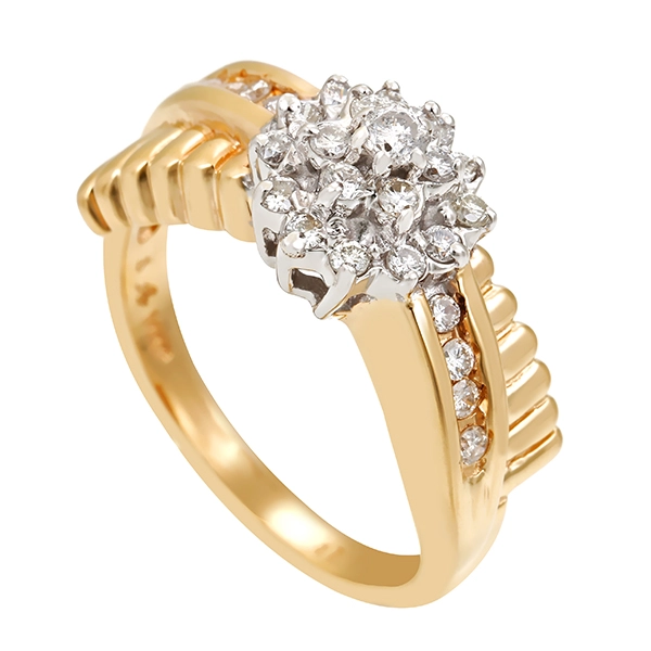 Diamantring, 14K, Gelb-/Weißgold, Brillanten