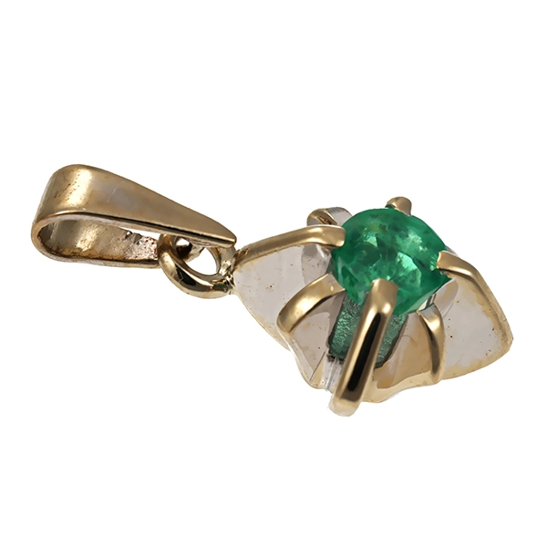 Anhänger, 14K, Weißgold, Smaragd
