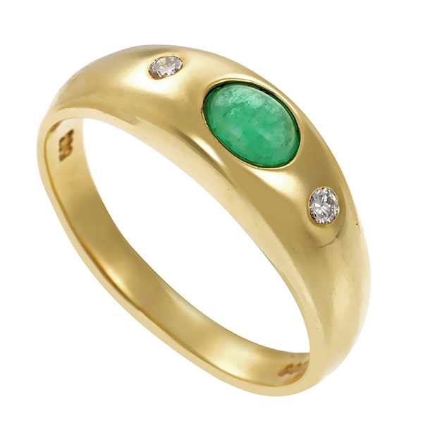 Ring, 14K, Gelbgold, Brillant, Smaragd