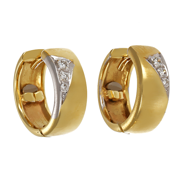 Creolen, 14K, Gelb-/Weißgold, Brillanten