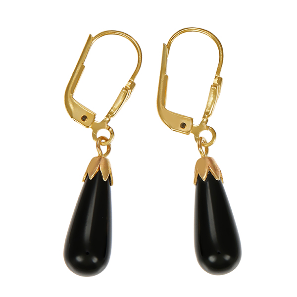 Ohrhänger, 8K, Gelbgold, Onyx