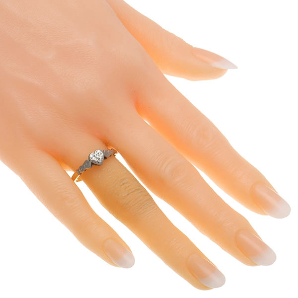 Diamantring, Pt950, Platin, Gelbgold, Diamant, Herz