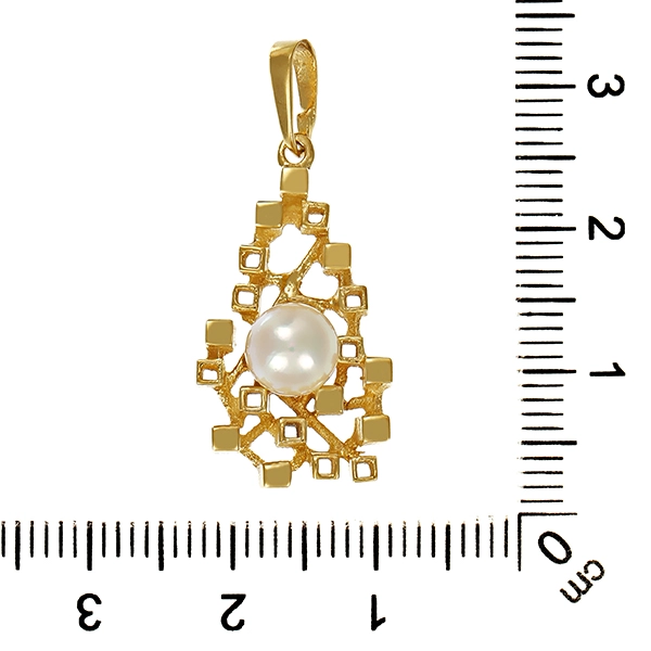 Anhänger, 8K, Gelbgold, Zuchtperle