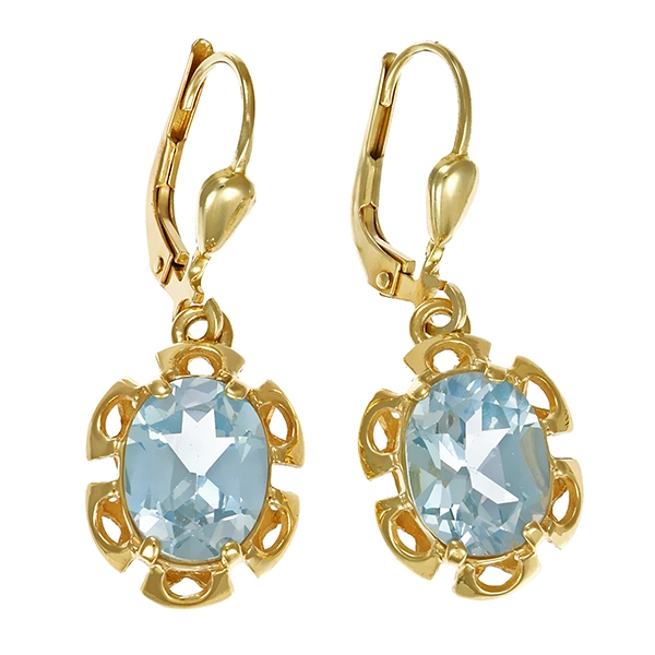 Ohrhänger, 14K, Gelbgold, synth. Spinell