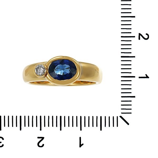 Ring, 18K, Gelbgold, Saphir, Brillant