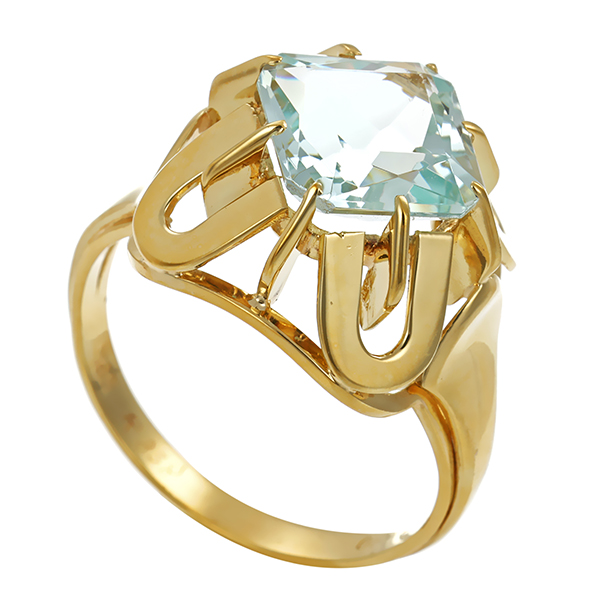 Ring, 14K, Gelbgold, Aquamarin
