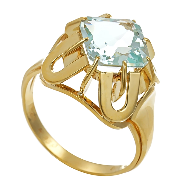 Ring, 14K, Gelbgold, Aquamarin