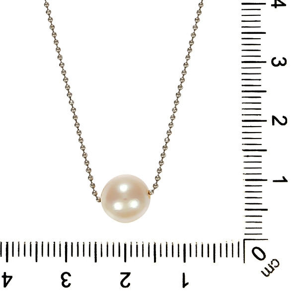Collier, 14K, Weißgold, Perle