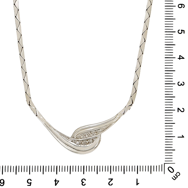 Collier, 14K, Weißgold, Diamanten