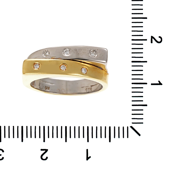 Ring, 14K, Gelb-/Weißgold, Brillanten