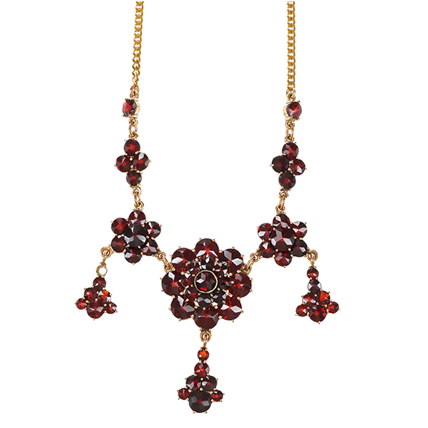 Collier, 8K, Gelbgold, Granat