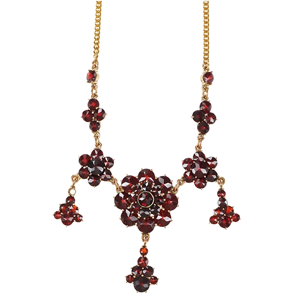 Collier, 8K, Gelbgold, Granat