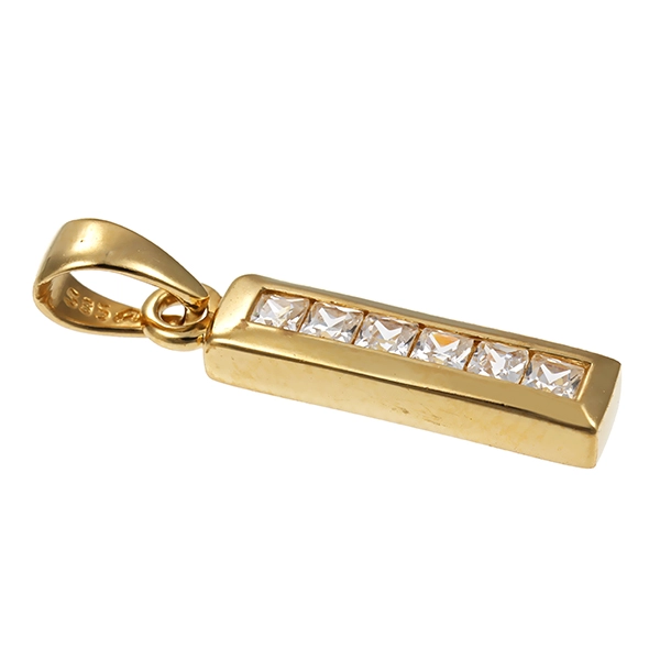 Anhänger, 14K, Gelbgold, Zirkonia