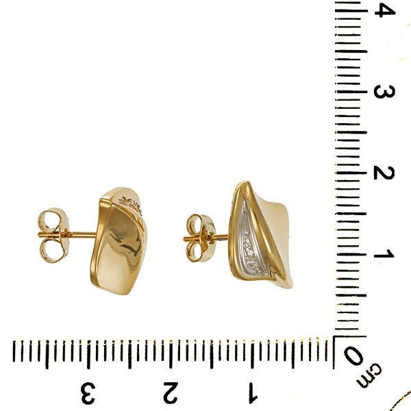 Ohrstecker, 14K, Gelb-/Weißgold, Diamanten
