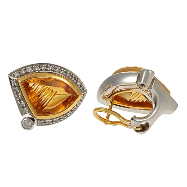 Clipstecker, 18K, Gelb-/Weißgold, Citrin, Brillanten